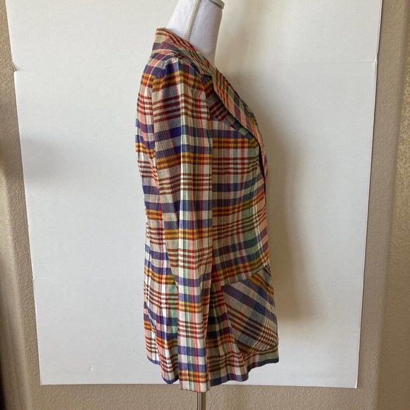 VTG Windsor Sport Womens Blazer Jacket Madras Plaid Preppy Multicolored Bust 38 - Picture 2 of 8